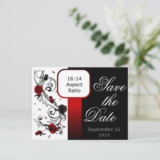 Rood en zwart Roos Save the Date Briefkaart (Staand voorkant)