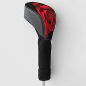 Rood en zwart Roos ventilator voor haar Golfheadcover (Schuin)