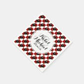 Rood en Zwart Rooster Kip Patroon Servet (Hoek)