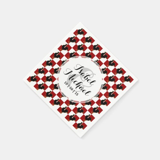 Rood en Zwart Rooster Kip Patroon Servet (Hoek)