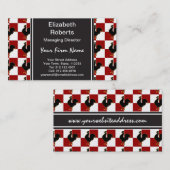 Rood en Zwart Rooster Kip Patroon Visitekaartje (Voorkant / Achterkant)