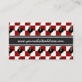 Rood en Zwart Rooster Kip Patroon Visitekaartje (Achterkant)