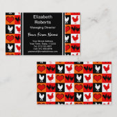 Rood en Zwart Rooster Kip Patroon Visitekaartje (Voorkant / Achterkant)