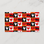 Rood en Zwart Rooster Kip Patroon Visitekaartje (Achterkant)