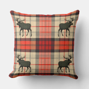 Rood en Zwart Rustic Eland Schotland Patroon Kussen