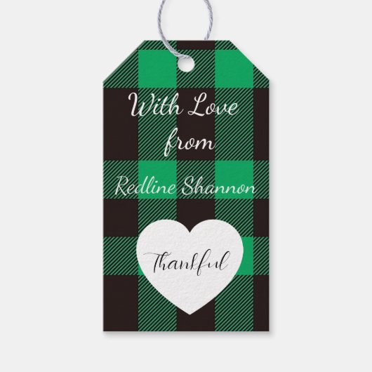 Rood en zwart rustieke Buffalo plaid Cadeaulabel (Voorkant)