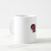Rood en zwart samurai-ontwerp. koffiemok (Voorkant links)