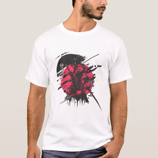 Rood en zwart samurai t-shirt (Voorkant)