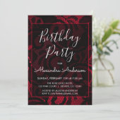 Rood en Zwart Satijn Kant Alle Leeftijd Verjaardag Kaart (Staand voorkant)