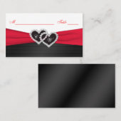 Rood en Zwart Satijn Pleats Harten Plaatskaarten Plaatskaartje (Voorkant / Achterkant)