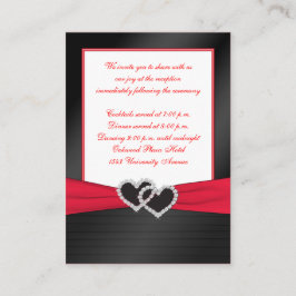 Rood en Zwart Satijnen Plooien Receptie Kaart