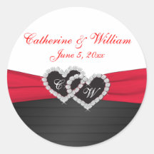 Rood en Zwart Satijnen Vlechten 1,5" Ronde Sticker