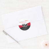 Rood en Zwart Satijnen Vlechten 1,5" Ronde Sticker (Envelop)
