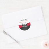 Rood en Zwart Satijnen Vlechten 1,5" Ronde Sticker (Envelop)