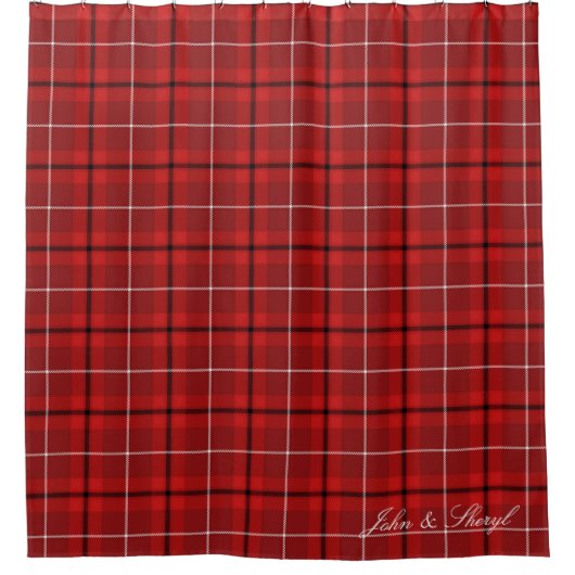 Rood en Zwart Schots Tartan Plaid Douchegordijn (Voorkant)