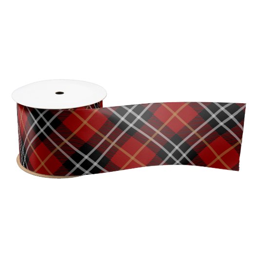 Rood en zwart Schots Tartan Plaid Satijnen Lint (Spoel)