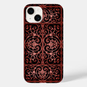 Rood en zwart scrollwerkpatroon Case-Mate iPhone case (Achterkant)