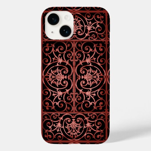 Rood en zwart scrollwerkpatroon Case-Mate iPhone case (Achterkant)
