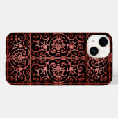 Rood en zwart scrollwerkpatroon Case-Mate iPhone case (Achterkant (horizontaal))