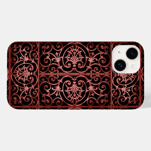 Rood en zwart scrollwerkpatroon Case-Mate iPhone case (Achterkant (horizontaal))