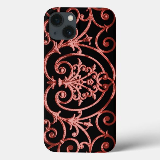 Rood en zwart scrollwork patroon Hoesje-Mate iPhon Case-Mate iPhone Case (Achterkant)