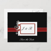 Rood en zwart slaan de datum op aankondigingskaart (Voorkant / Achterkant)