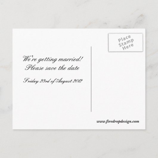 Rood en zwart slaan de datum op aankondigingskaart (Achterkant)