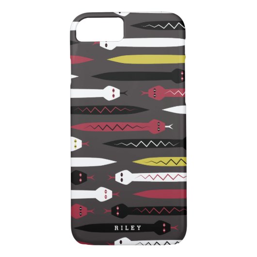 Rood en zwart slangenpatroon - Aangepaste naam Case-Mate iPhone Case (Achterkant)