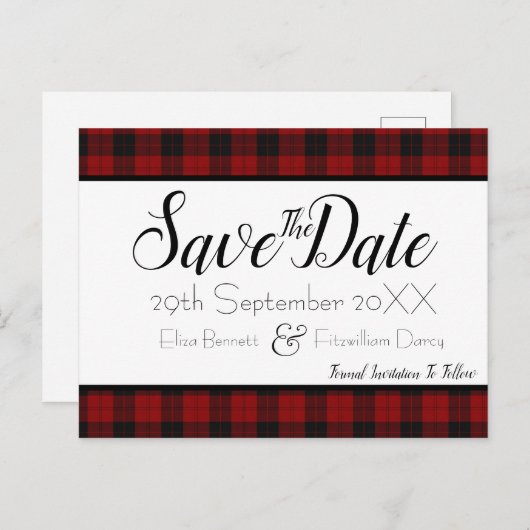 Rood en zwart sparen de Datum Briefkaart (Voorkant / Achterkant)