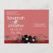 Rood en zwart sparen de Datum met UW Foto Aankondigingskaart (Achterkant)