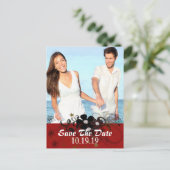 Rood en zwart sparen de Datum met UW Foto Aankondigingskaart (Staand voorkant)