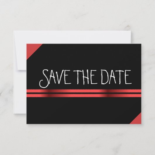 Rood en zwart sparen de Datum Save The Date (Voorkant)