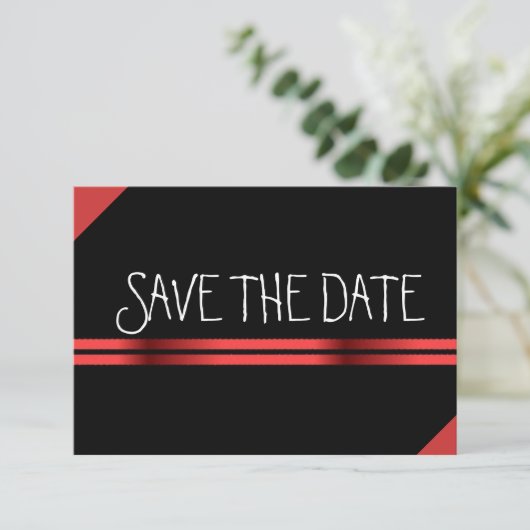 Rood en zwart sparen de Datum Save The Date (Staand voorkant)