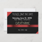 Rood en zwart sparen de Datum Save The Date (Achterkant)
