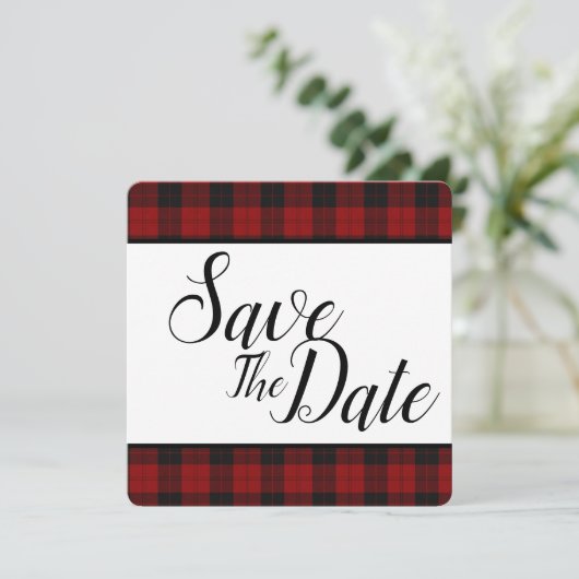 Rood en zwart sparen de Datum Save The Date (Staand voorkant)