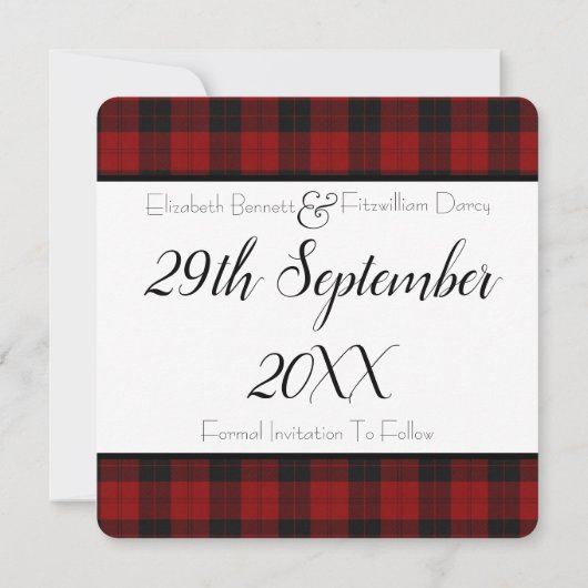 Rood en zwart sparen de Datum Save The Date (Achterkant)