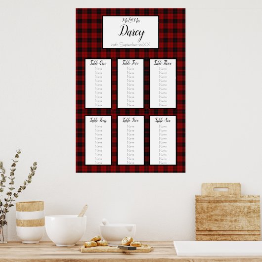 Rood en zwart speldenrooster poster (Keuken)