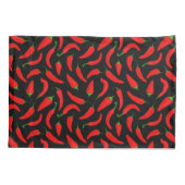 Rood en Zwart Spicy Chili Pepper Patterned Kussensloop (Achterkant)