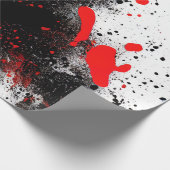 Rood en Zwart Splatter Cadeaupapier (Hoek)