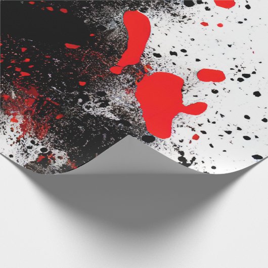 Rood en Zwart Splatter Cadeaupapier (Hoek)