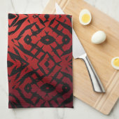 Rood- en zwart-stamvormpatroon theedoek (Quarter Fold)