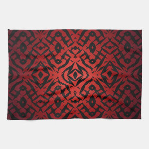 Rood- en zwart-stamvormpatroon theedoek