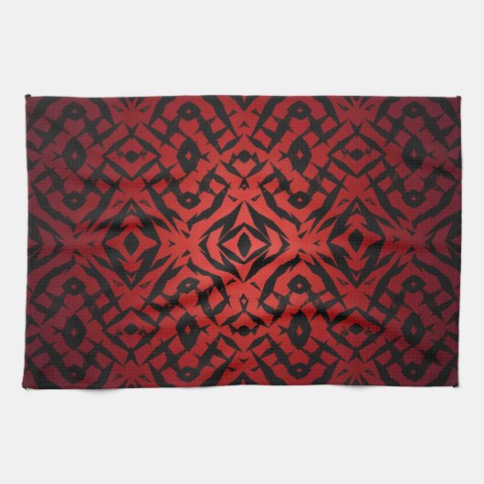 Rood- en zwart-stamvormpatroon theedoek (Horizontaal)
