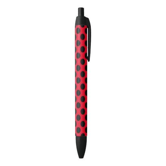Rood en Zwart Stippenpatroon Zwarte Inkt Pen (Achterkant (Verticaal))