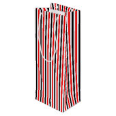 Rood en zwart strepenpatroon wijn cadeautas (Achterkant Gekanteld)