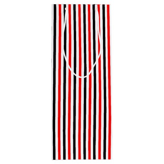 Rood en zwart strepenpatroon wijn cadeautas (Achterkant)