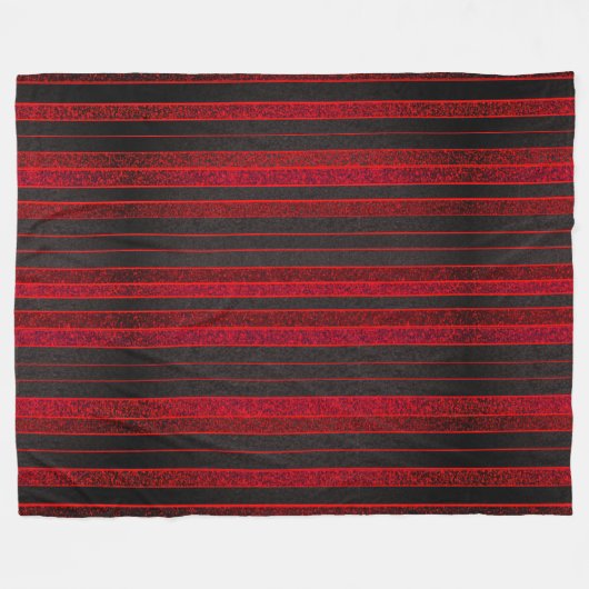 Rood en Zwart Stripes Fleece Deken (Voorkant (Horizontaal))