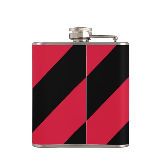 Rood en zwart strookje Vinyl Wrapped Flask, 6 oz. Heupfles (Achterkant)