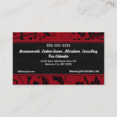 Rood en zwart Swirly Damask Monogram Visitekaartje (Achterkant)