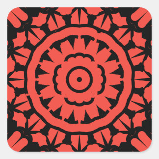 Rood en zwart symmetrisch ontwerp vierkante sticker